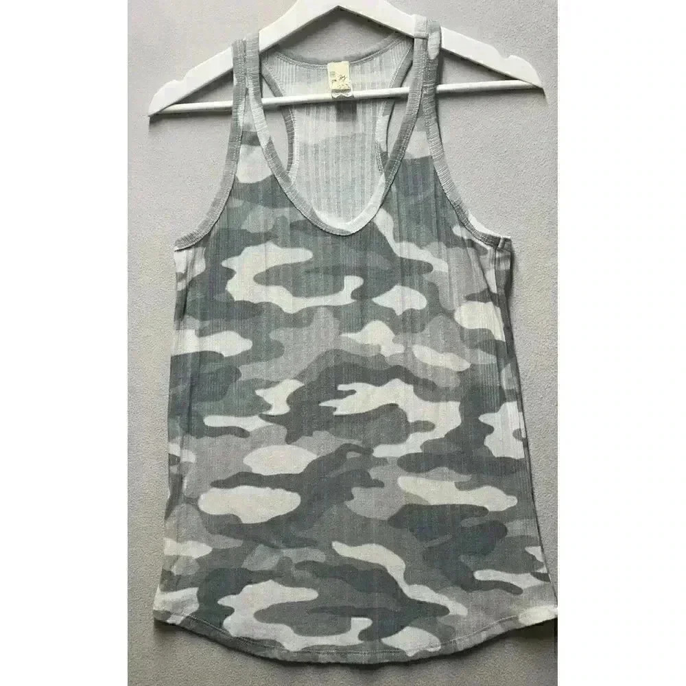 7th Ray Women's Size‎ Small Oversized Tank Top Camo Racerback Green